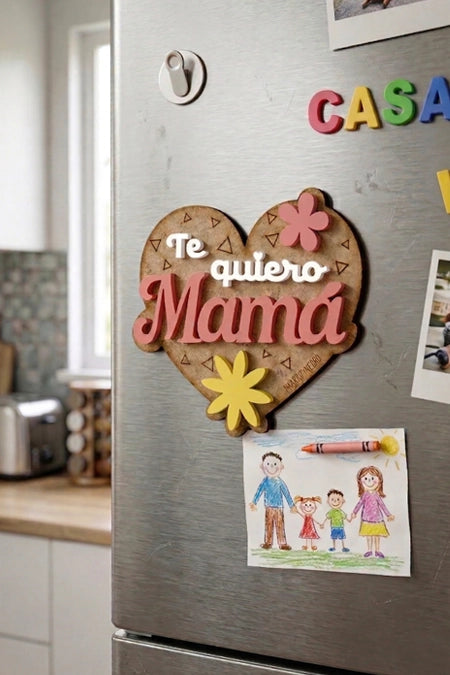 Imán Te Quiero Mamá - MARRON Y NEGRO