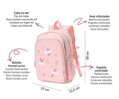 Mochila A4 + Llavero Personalizable Blossom Birds - TUTETE
