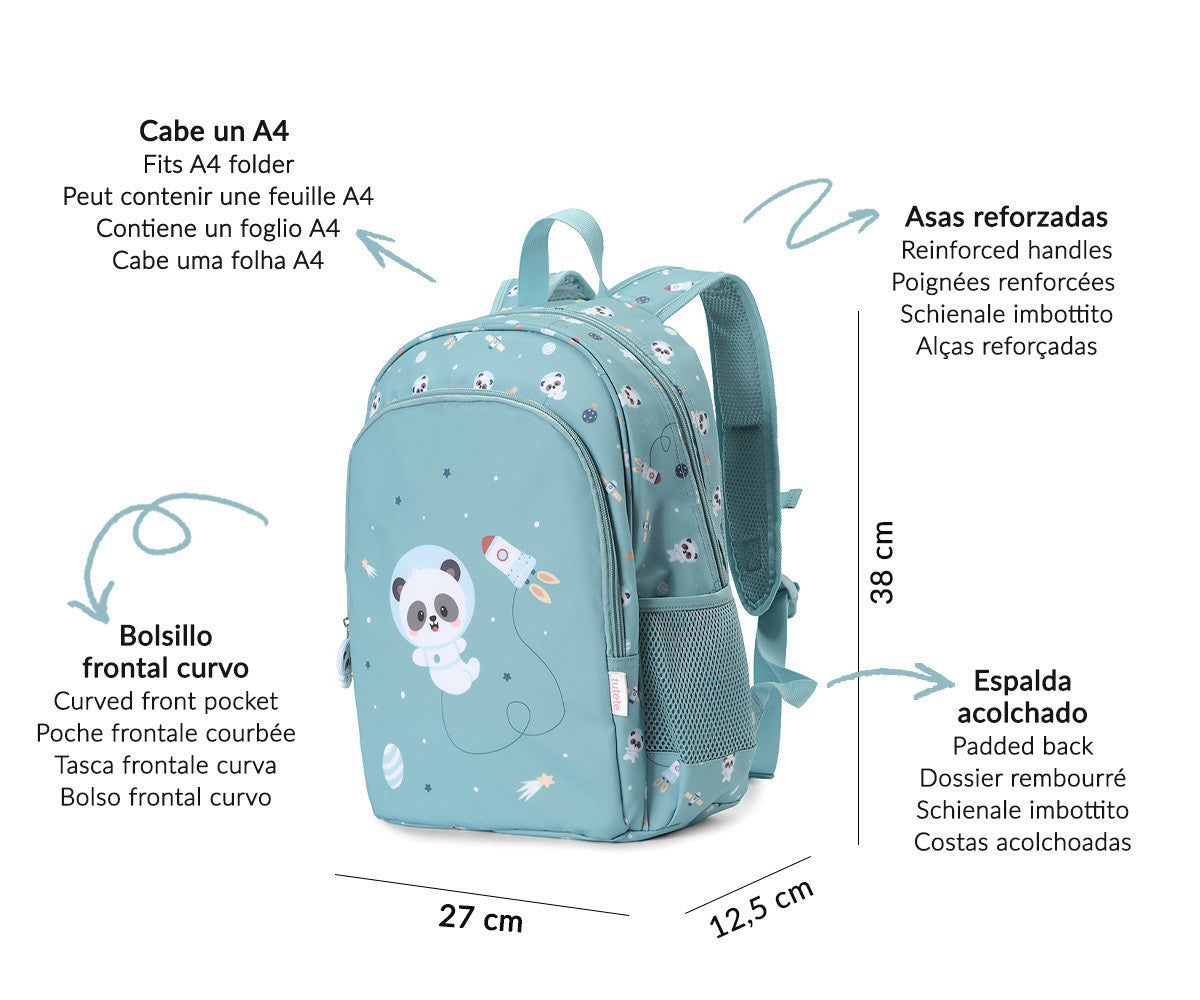 Mochila A4 + Llavero Personalizable Pandas in Space - TUTETE