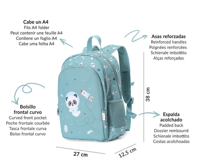 Mochila A4 + Llavero Personalizable Pandas in Space - TUTETE