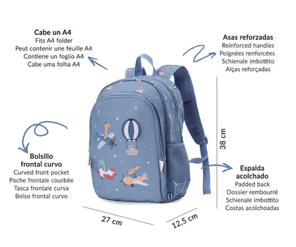 Mochila A4 + Llavero Personalizable Planes - TUTETE
