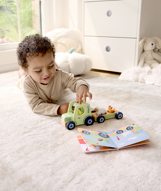 Tractor Madera Granja + Libro - HAPE