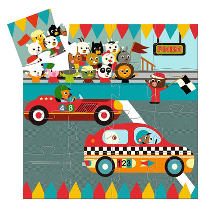 Puzle Silueta Coche Carrera 16 pcs - DJECO