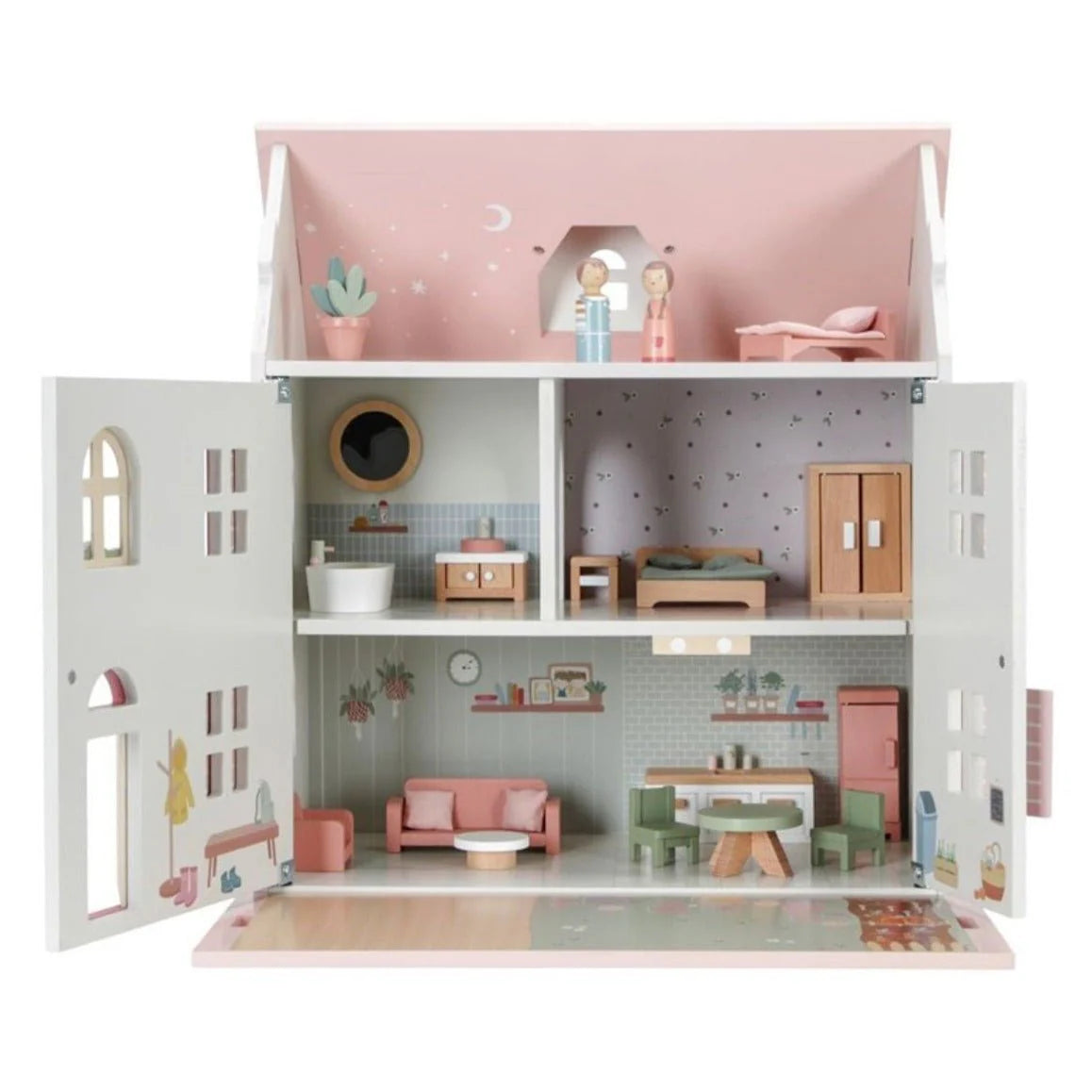 Casa de Muñecas Grande de Madera con Muebles y Muñecos - LITTLE DUTCH